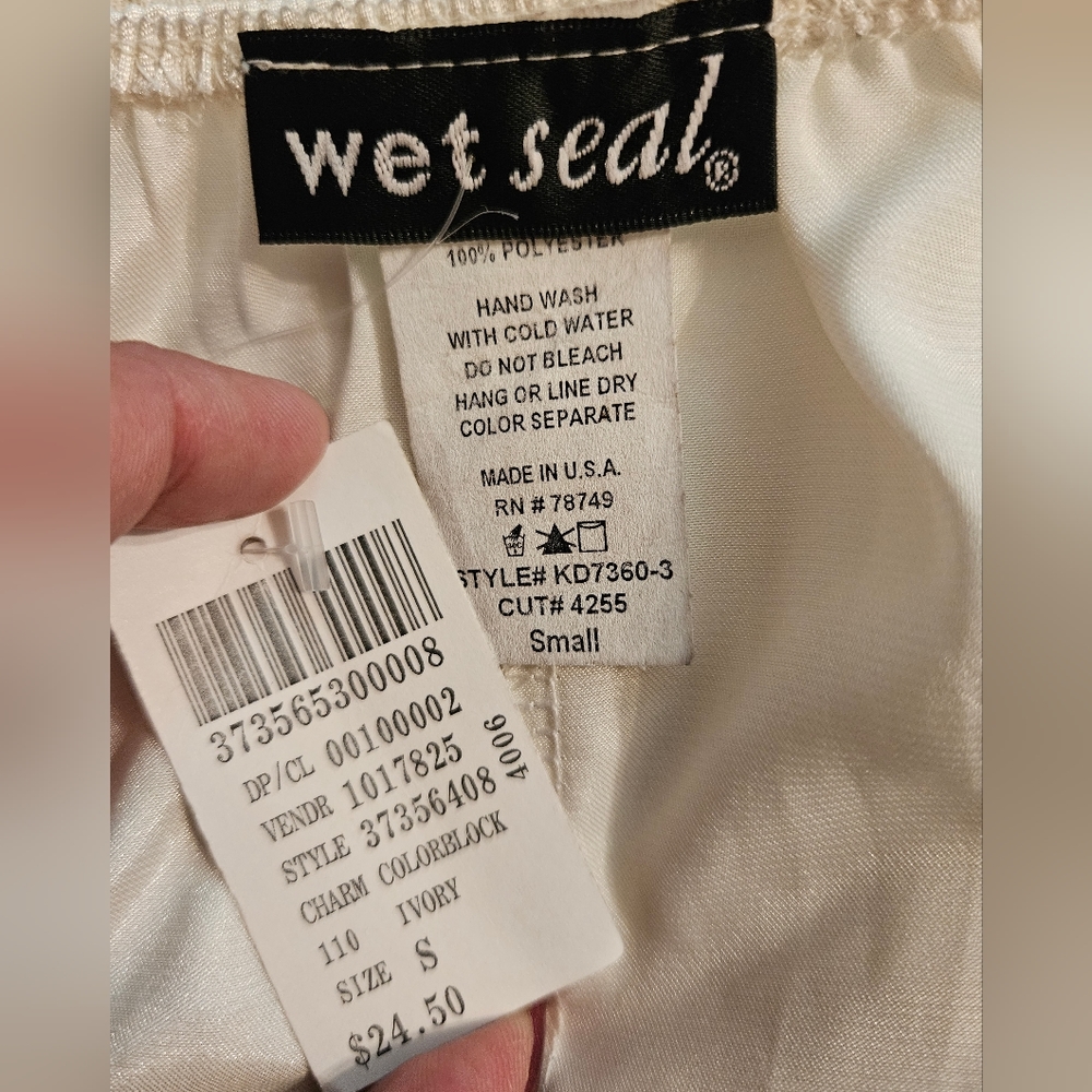 Wet Seal Black and White Satin Color Block Halter Dress - Picture 6 of 7
